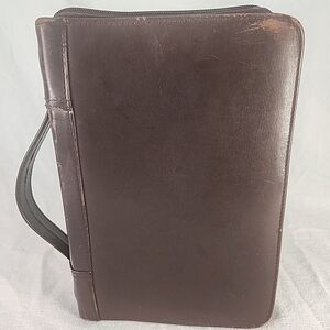 Planner Wilsons The Leather Experts Brown 3 Ring Binder Organizer 7"X9.5" VNTG